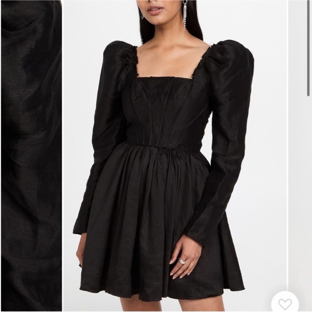 Aje Black Puff-Sleeve Mini Dress